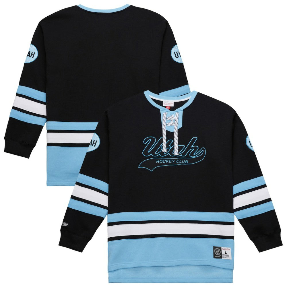 Utah Hockey Club Mitchell & Ness Heritage Lace-Up Pullover Sweatshirt - Black - NHL