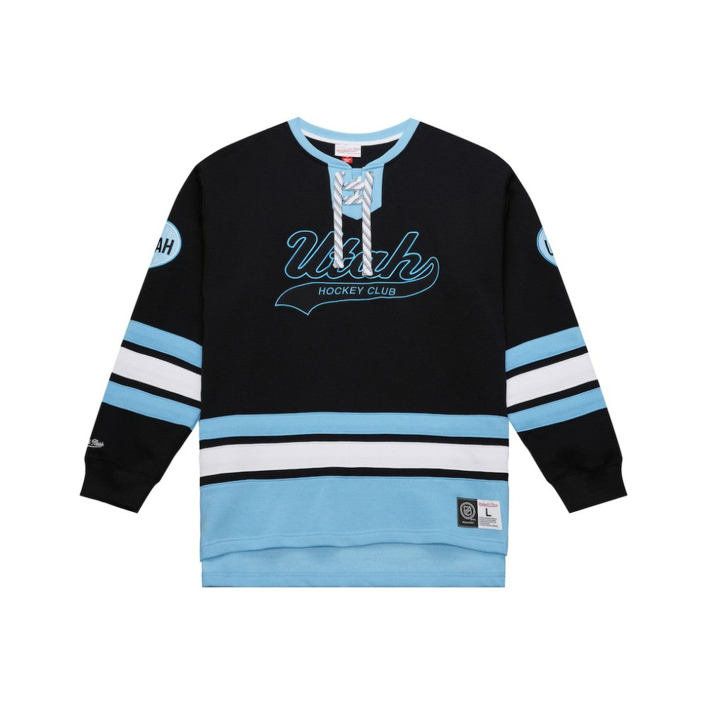 Utah Hockey Club Mitchell & Ness Heritage Lace-Up Pullover Sweatshirt - Black - NHL