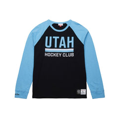 Utah Hockey Club Mitchell & Ness Legendary Slub Long Sleeve Raglan T-Shirt - Black/Light Blue - NHL