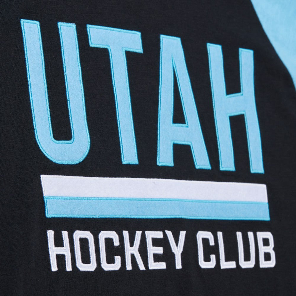 Utah Hockey Club Mitchell & Ness Legendary Slub Long Sleeve Raglan T-Shirt - Black/Light Blue - NHL