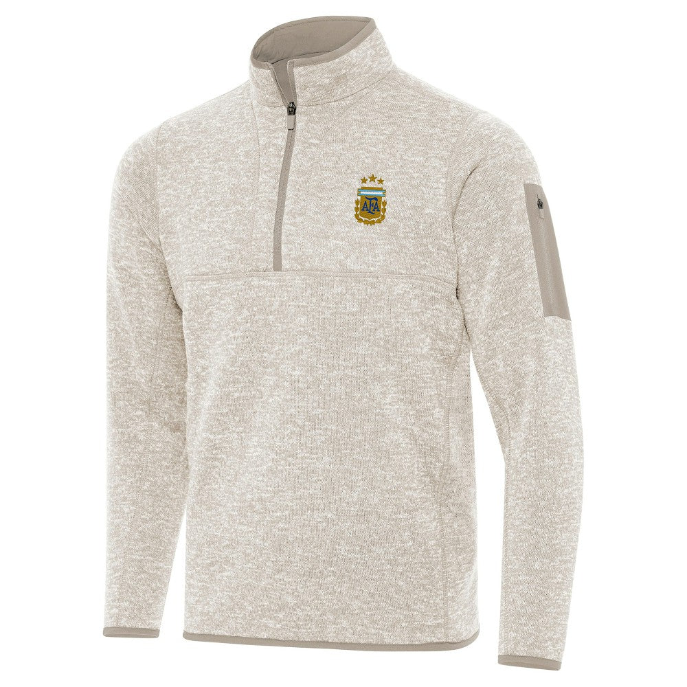 Argentina National Team Antigua Fortune Quarter-Zip Pullover Jacket Cream - FIFA World CUP