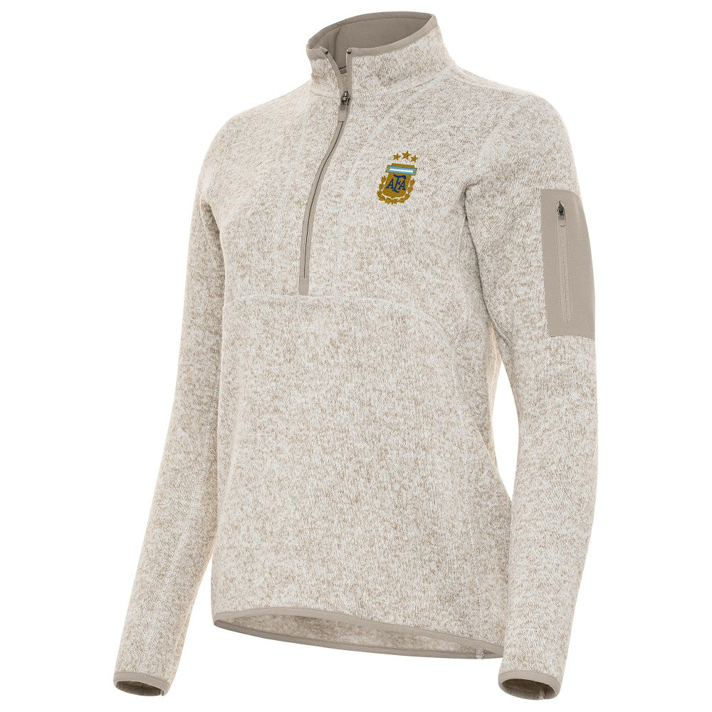 Argentina National Team Antigua Women's Fortune Half-Zip Pullover Jacket Cream - FIFA World CUP