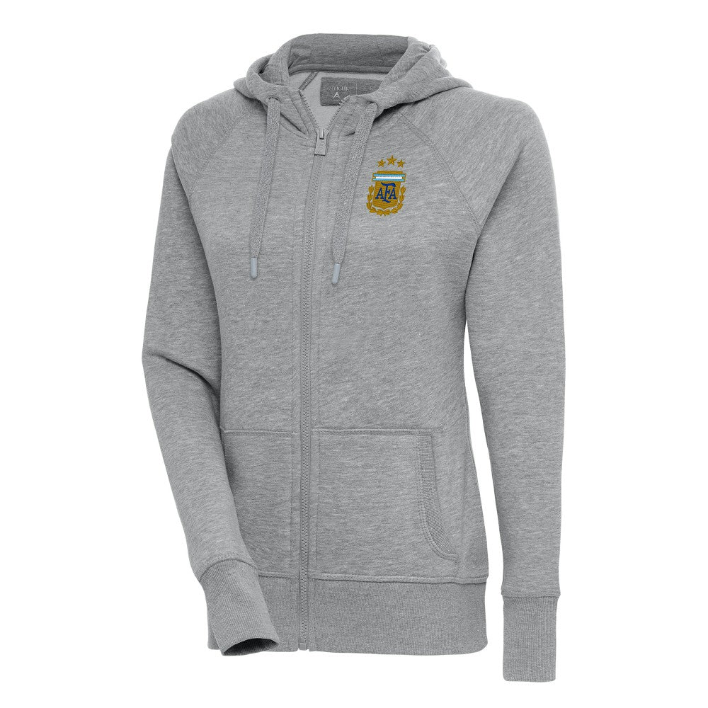 Argentina National Team Antigua Women's Victory Full-Zip Hoodie Heather Gray - FIFA World CUP