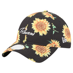 Baltimore Ravens New Era Women's Adventure Sunflower 9TWENTY Adjustable Hat Black | NFL