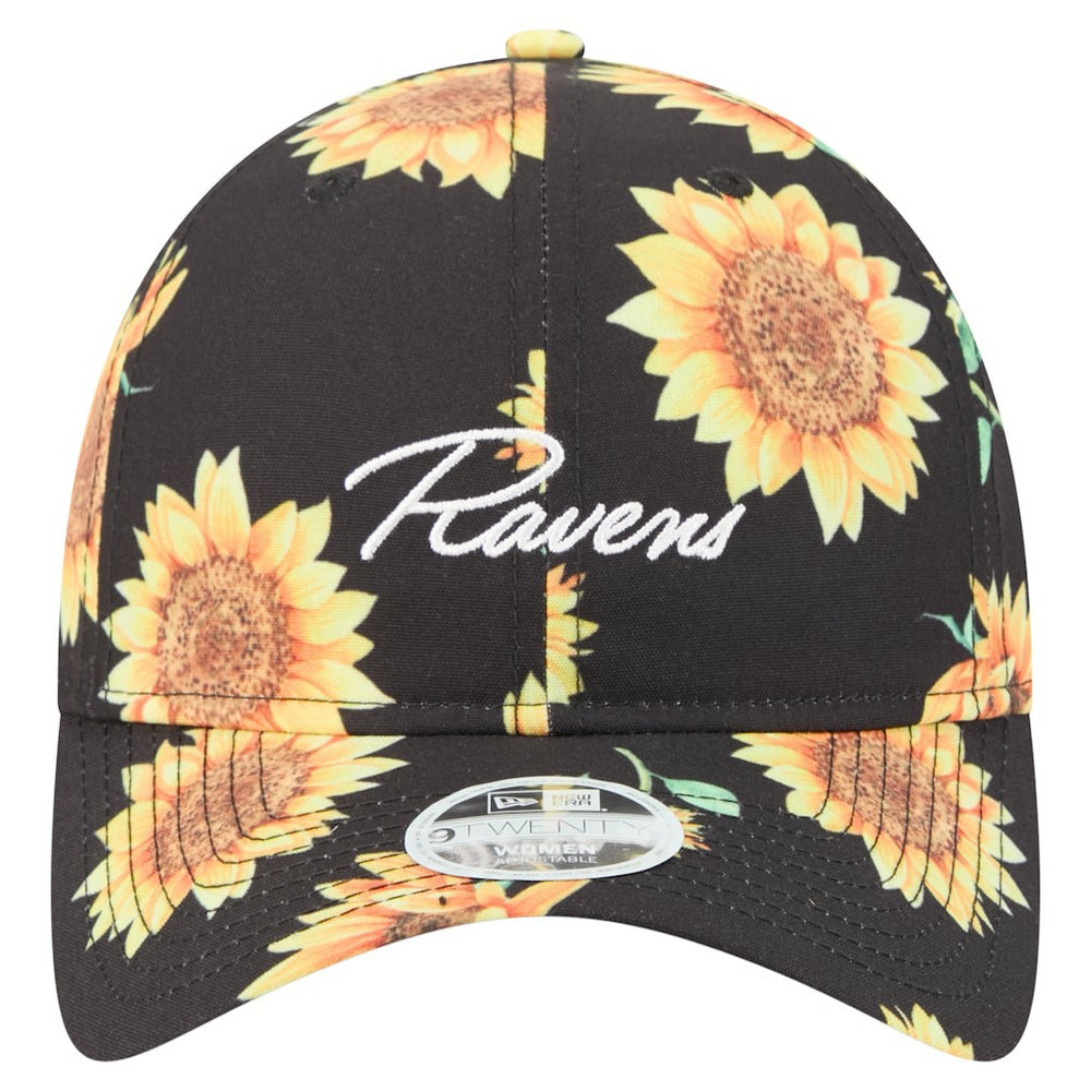 Baltimore Ravens New Era Women's Adventure Sunflower 9TWENTY Adjustable Hat Black | NFL