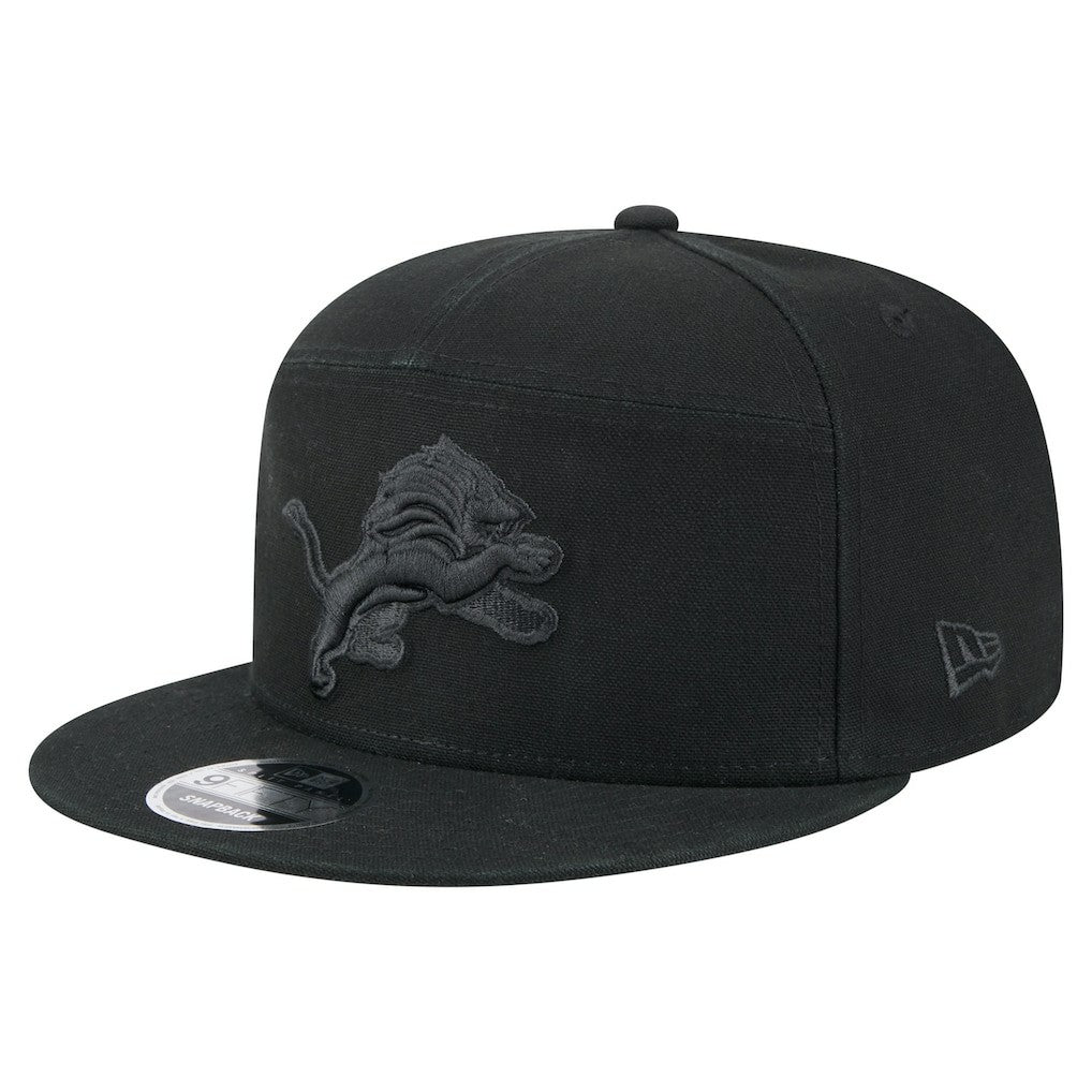 Detroit Lions New Era Adventure Canvas Split Panel 9FIFTY Snapback Hat Black | NFL