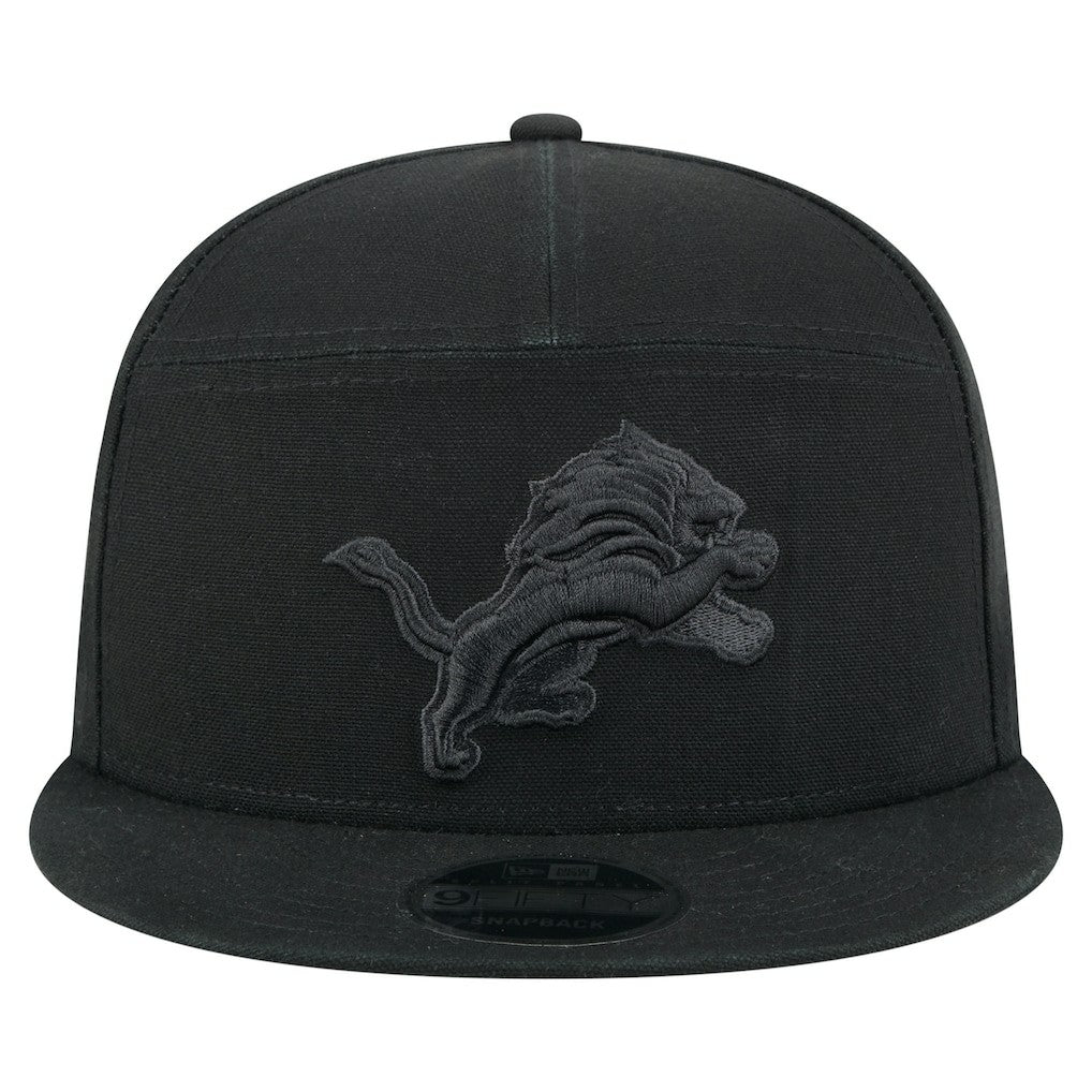 Detroit Lions New Era Adventure Canvas Split Panel 9FIFTY Snapback Hat Black | NFL