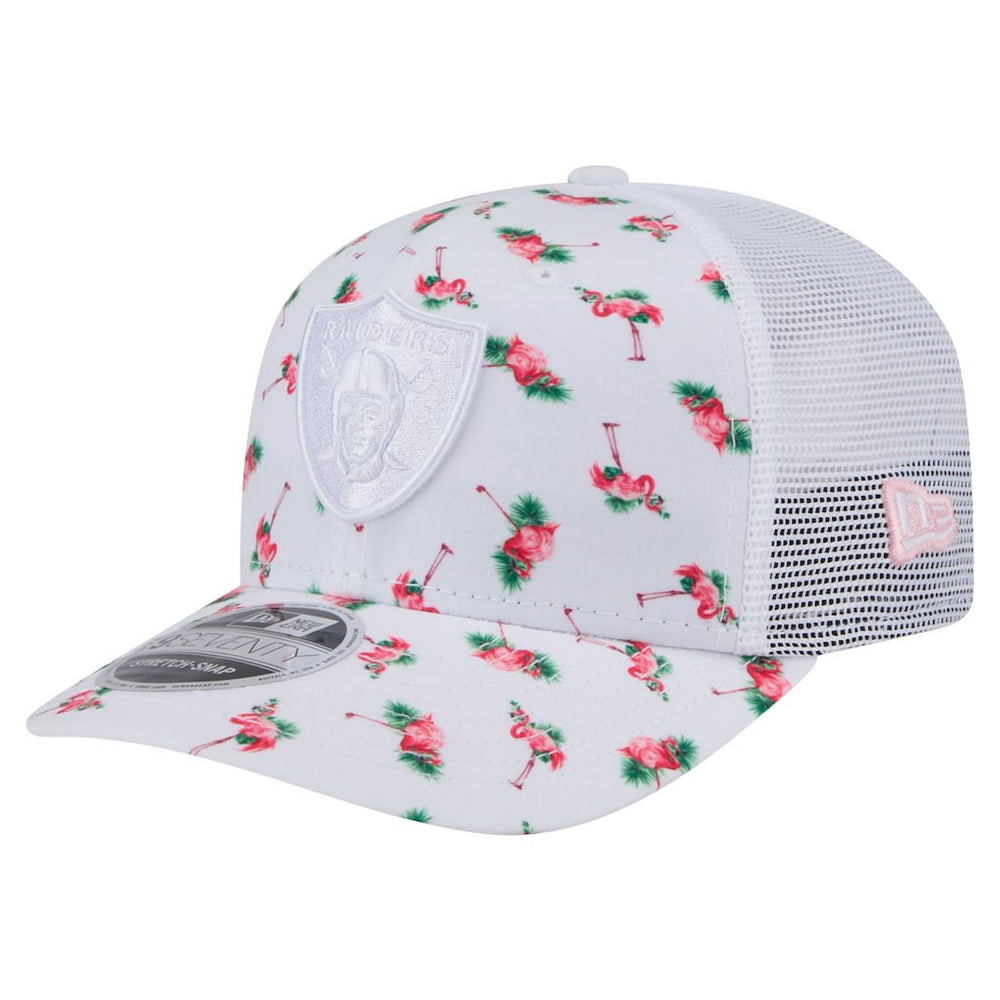 Las Vegas Raiders New Era Adventure Flamingo Pattern 9SEVENTY Stretch-Snap Hat White | NFL