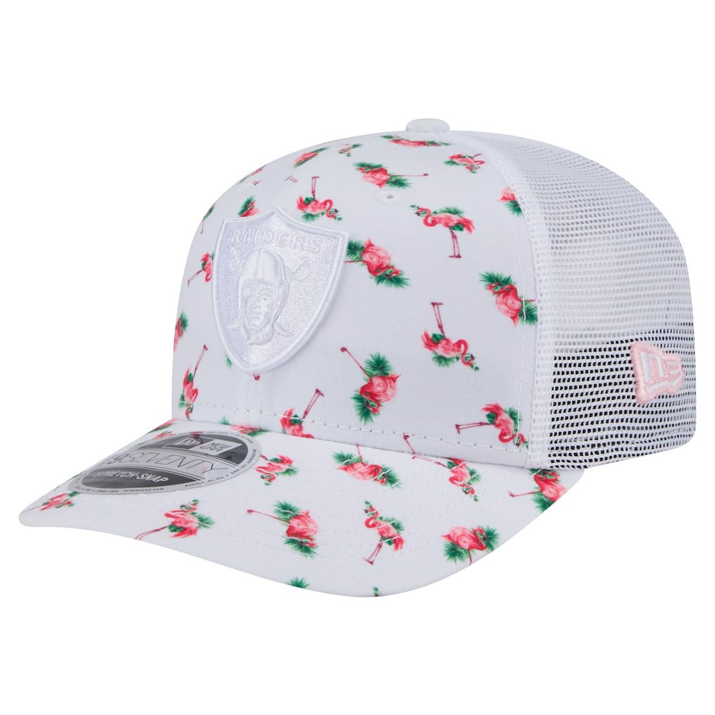 Las Vegas Raiders New Era Adventure Flamingo Pattern 9SEVENTY Stretch-Snap Hat White | NFL