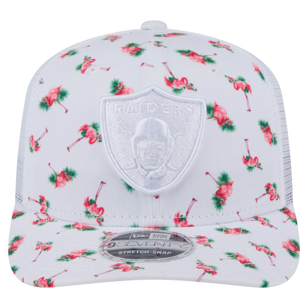 Las Vegas Raiders New Era Adventure Flamingo Pattern 9SEVENTY Stretch-Snap Hat White | NFL
