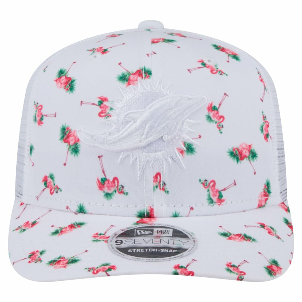 Miami Dolphins New Era Adventure Flamingo Pattern 9SEVENTY Stretch-Snap Hat White | NFL