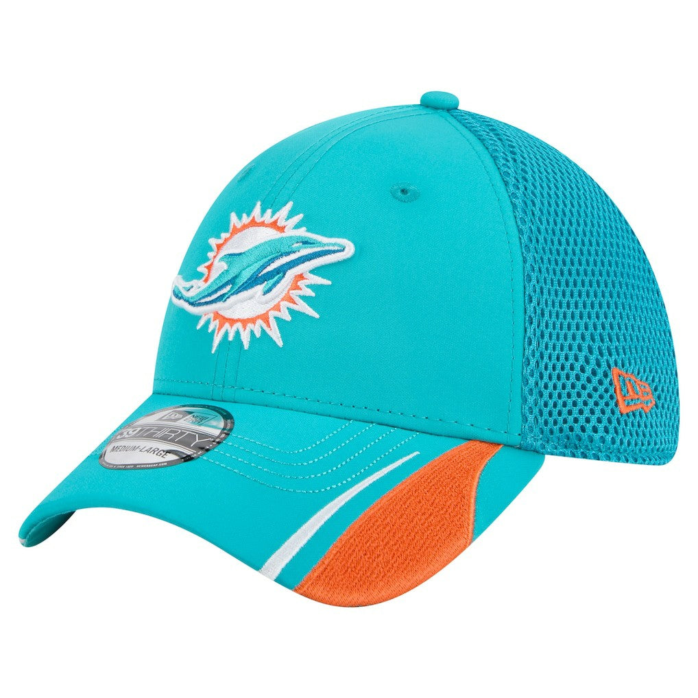 Miami Dolphins New Era Game Day Linear 39THIRTY Flex Hat Aqua | NFL