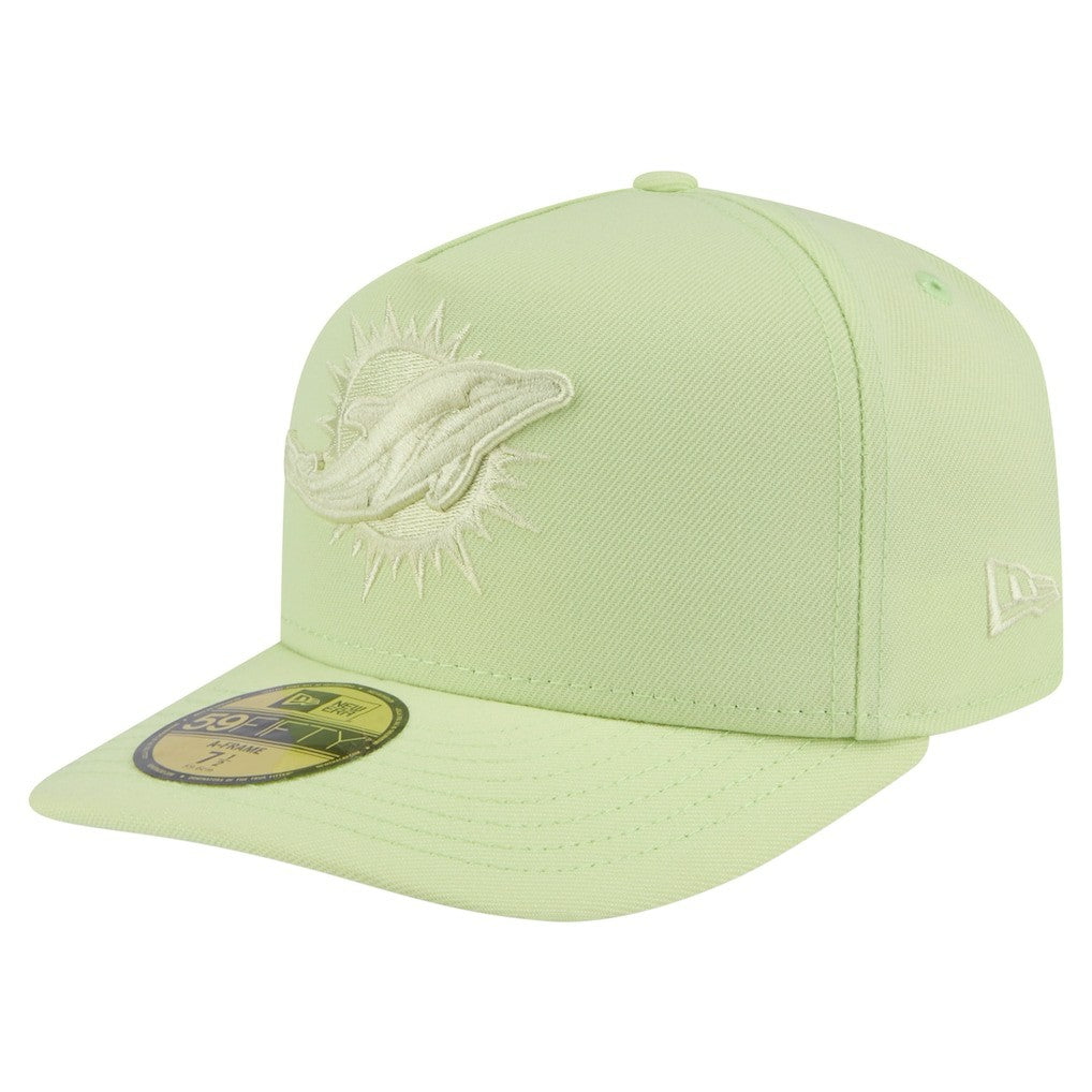 Miami Dolphins New Era Color Pack A-Frame 59FIFTY Fitted Hat Light Green | NFL