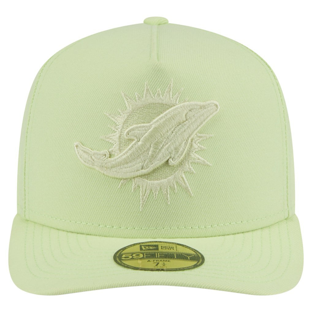Miami Dolphins New Era Color Pack A-Frame 59FIFTY Fitted Hat Light Green | NFL