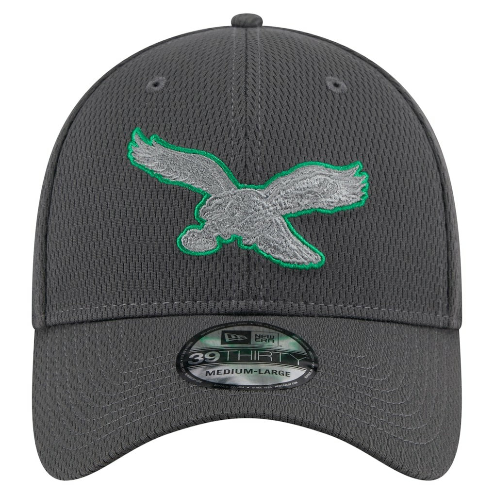 Philadelphia Eagles New Era Throwback Logo Main 39THIRTY Flex Hat Graphite | NFL