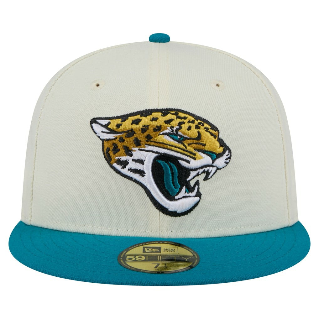 Jacksonville Jaguars New Era Main 59FIFTY Fitted Hat Cream/Teal | NFL