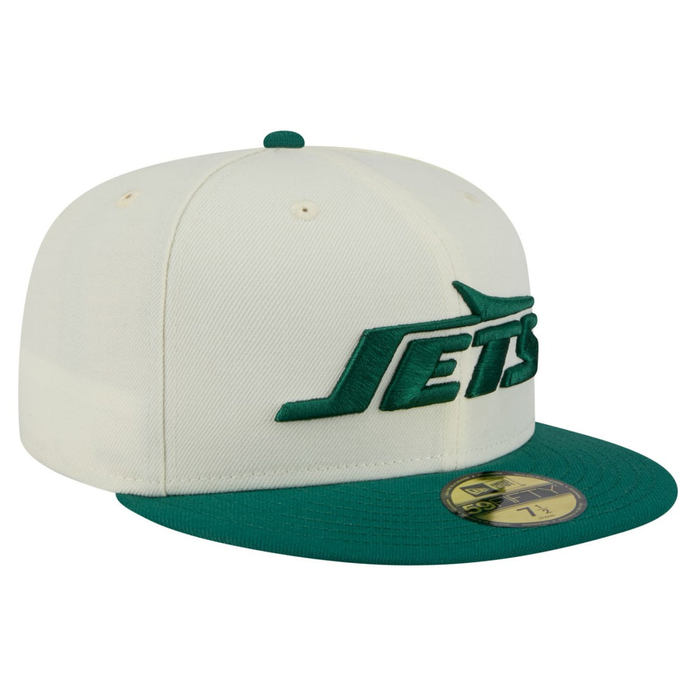 New York Jets New Era Main 59FIFTY Fitted Hat Cream/Green | NFL