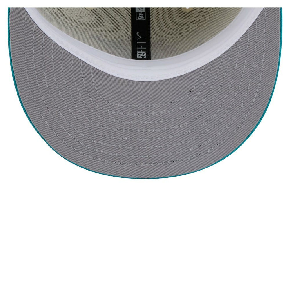 Miami Dolphins New Era Main 59FIFTY Fitted Hat Cream/Aqua | NFL