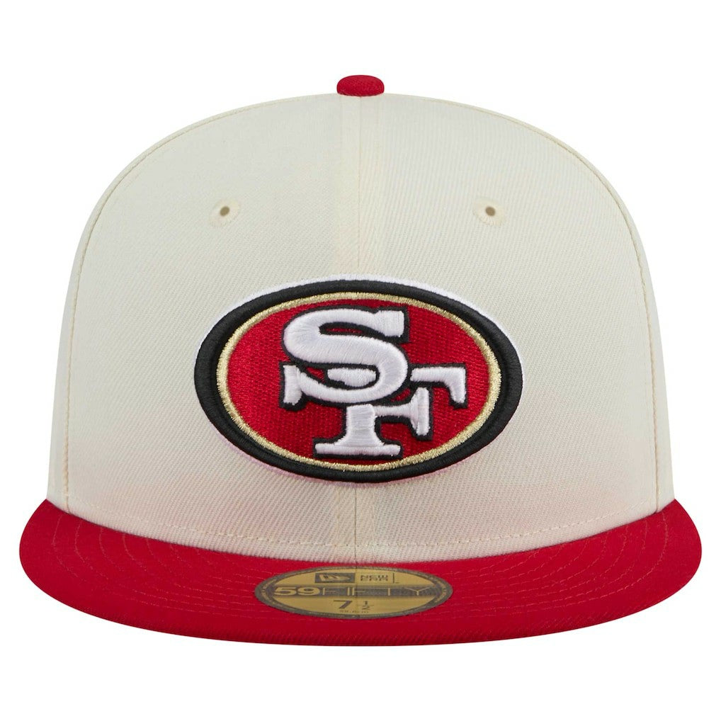 San Francisco 49ers New Era Main 59FIFTY Fitted Hat Cream/Scarlet | NFL