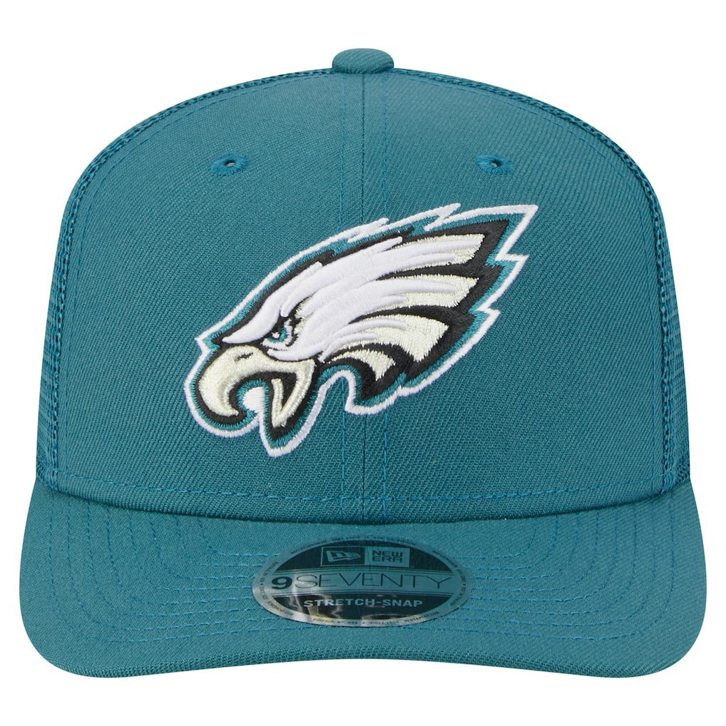 Philadelphia Eagles New Era Main Trucker 9SEVENTY Stretch-Snap Hat Midnight Green | NFL