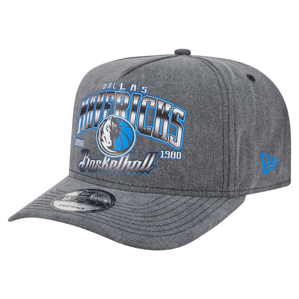 Dallas Mavericks Throwback Washed Pre-Curved 9FIFTY Snapback Hat Charcoal - NBA