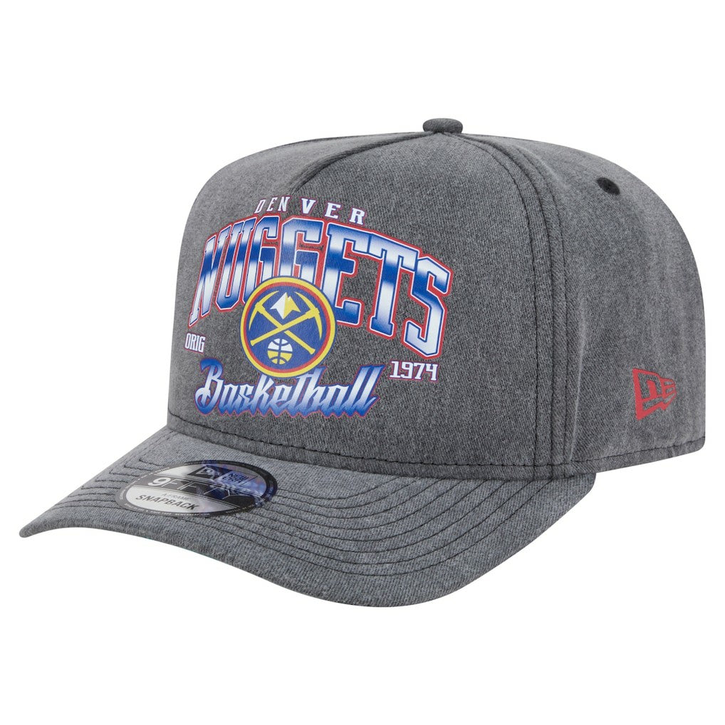 Denver Nuggets Throwback Washed Pre-Curved 9FIFTY Snapback Hat Charcoal - NBA