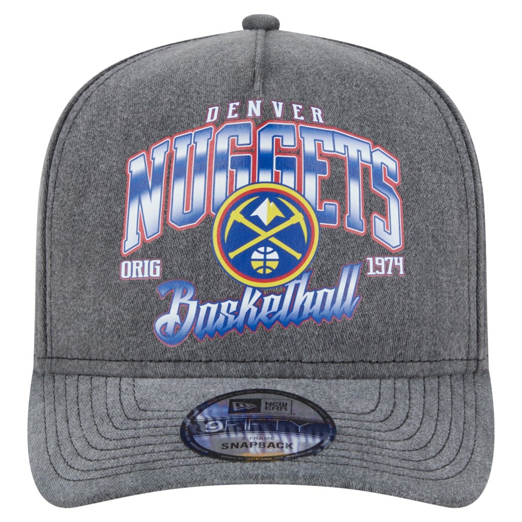 Denver Nuggets Throwback Washed Pre-Curved 9FIFTY Snapback Hat Charcoal - NBA