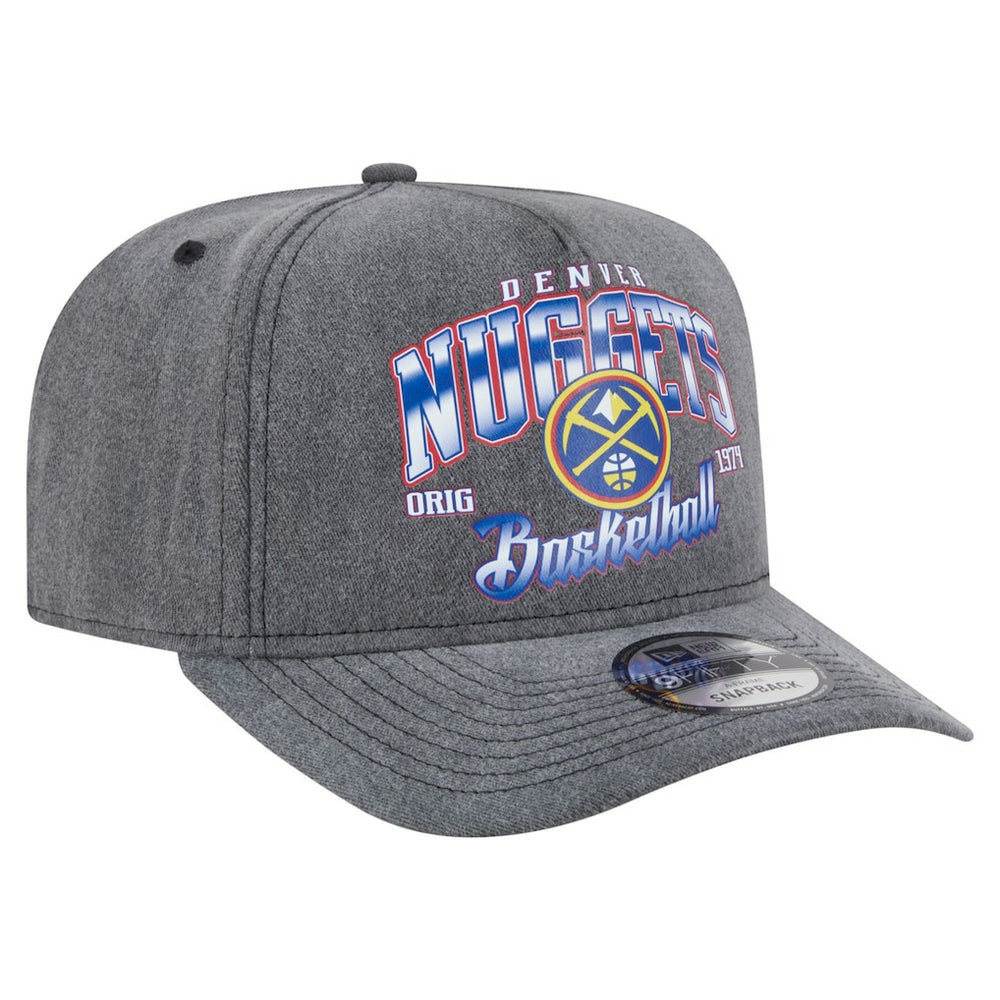 Denver Nuggets Throwback Washed Pre-Curved 9FIFTY Snapback Hat Charcoal - NBA
