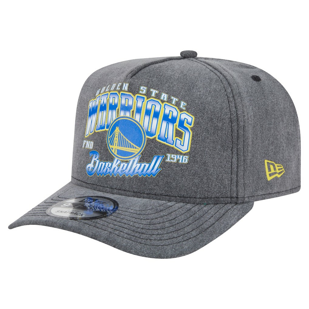 Golden State Warriors Throwback Washed Pre-Curved 9FIFTY Snapback Hat Charcoal - NBA