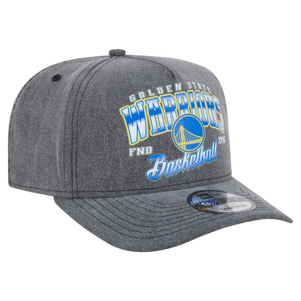 Golden State Warriors Throwback Washed Pre-Curved 9FIFTY Snapback Hat Charcoal - NBA