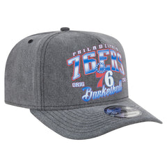 Philadelphia 76ers Throwback Washed Pre-Curved 9FIFTY Snapback Hat Charcoal - NBA