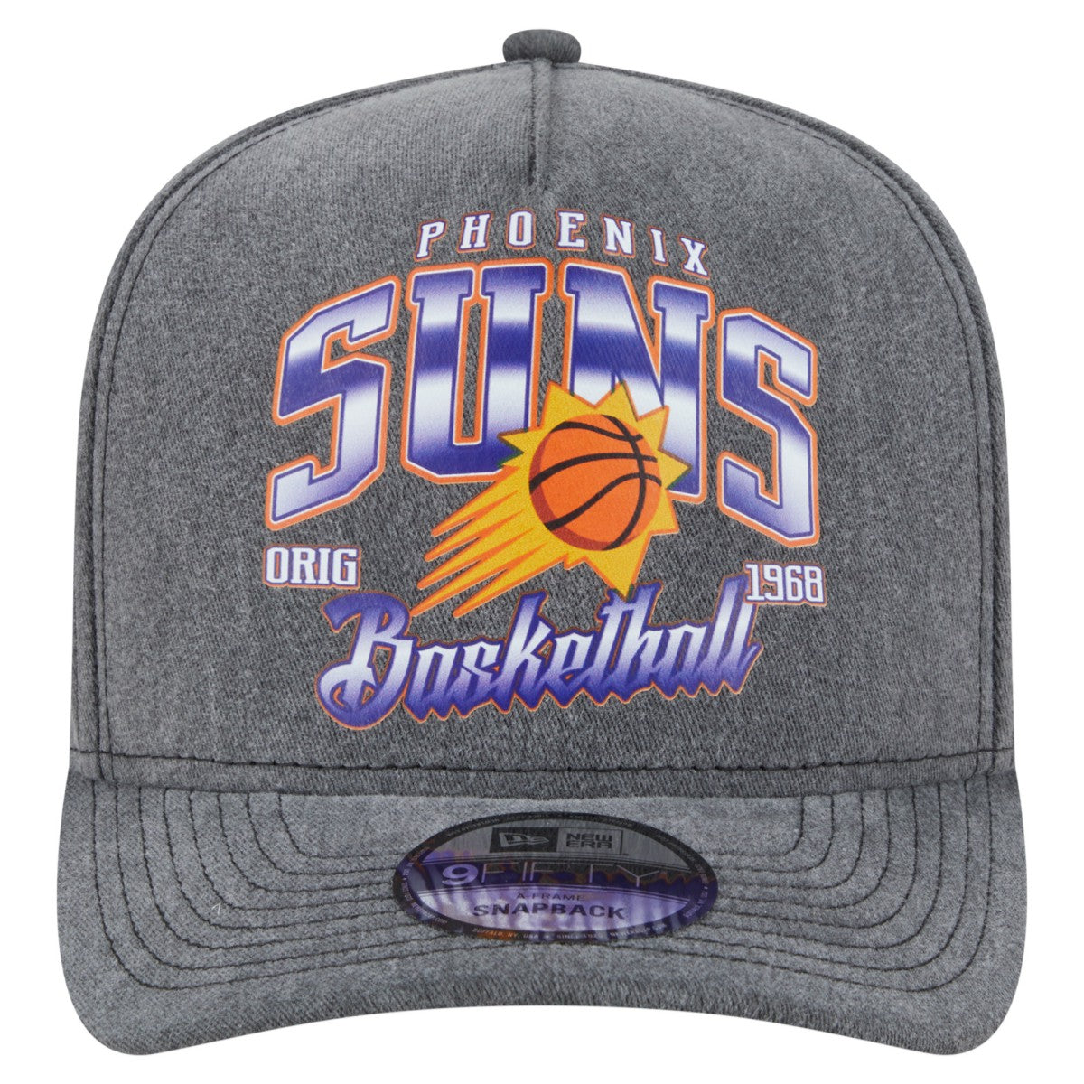 Phoenix Suns Throwback Washed Pre-Curved 9FIFTY Snapback Hat Charcoal - NBA