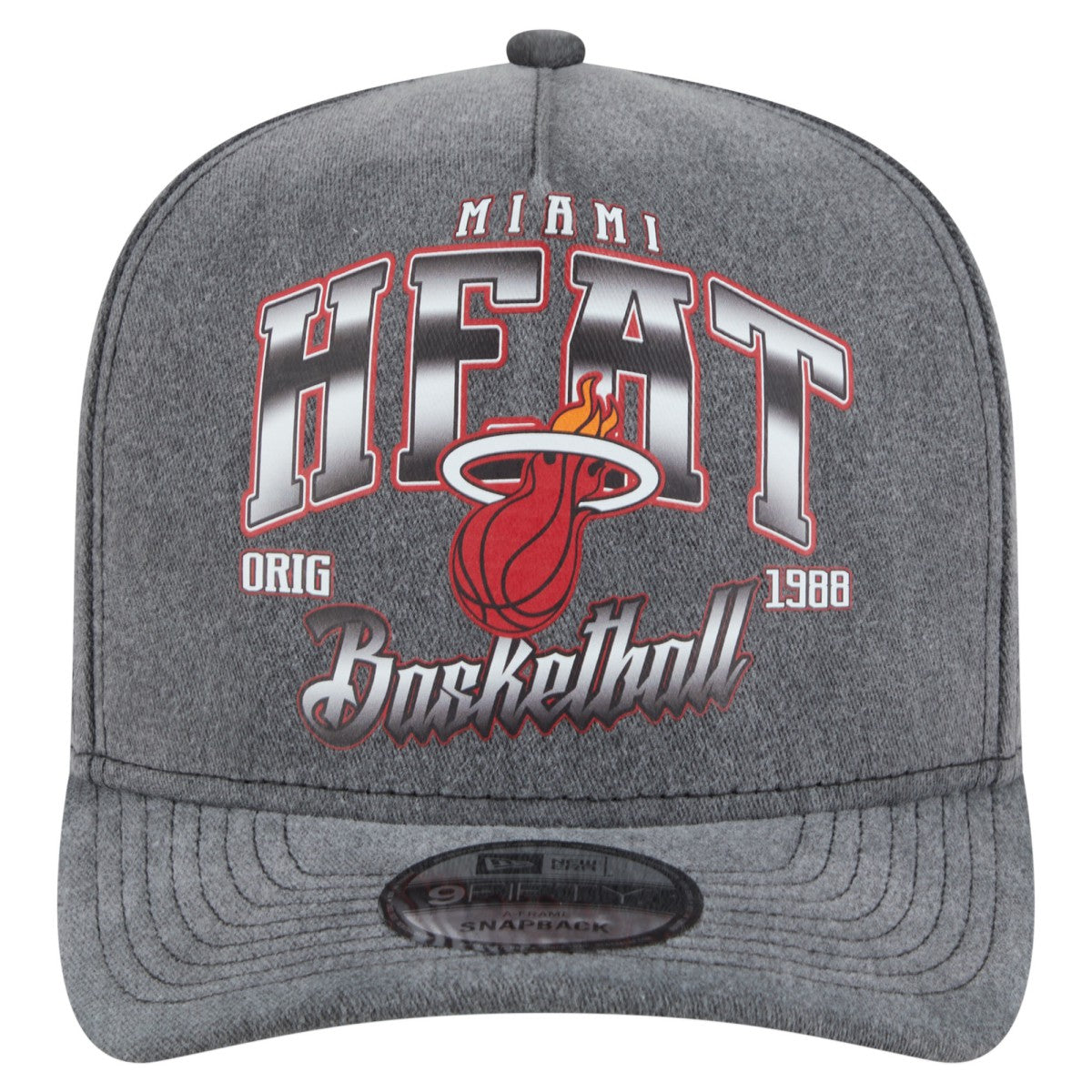 Miami Heat Throwback Washed Pre-Curved 9FIFTY Snapback Hat Charcoal - NBA