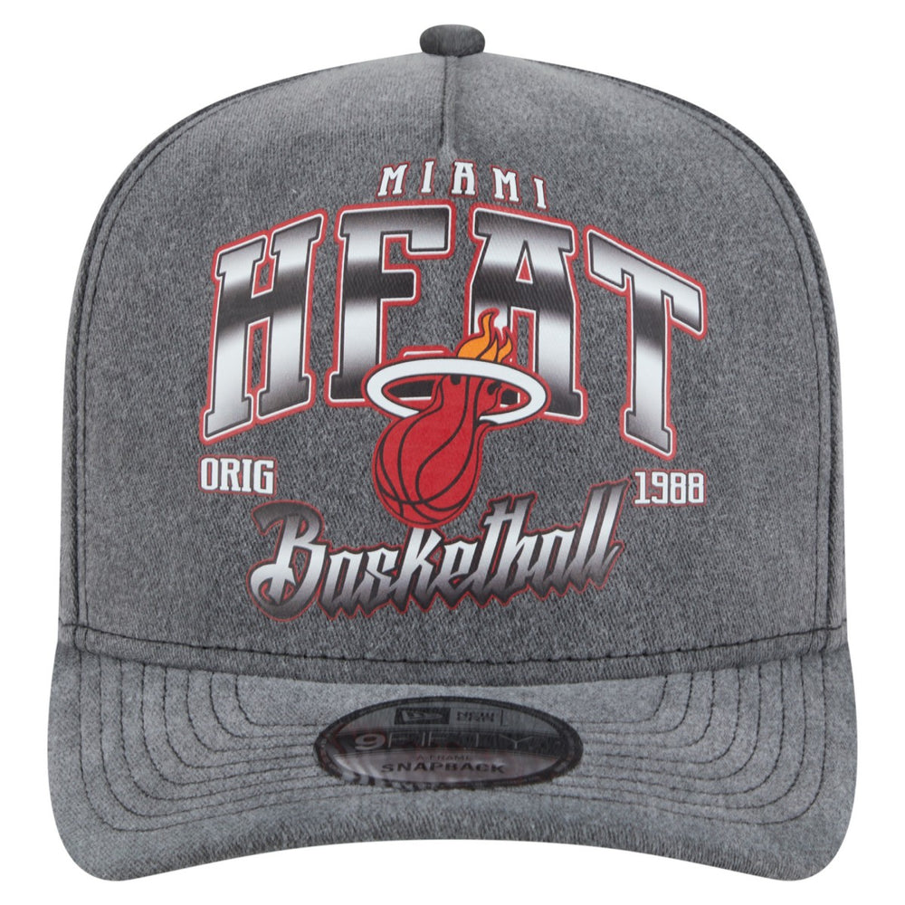 Miami Heat Throwback Washed Pre-Curved 9FIFTY Snapback Hat Charcoal - NBA