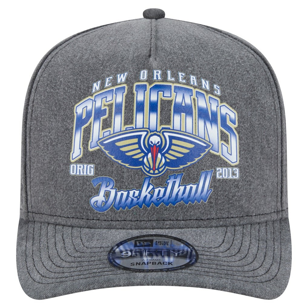 New Orleans Pelicans Throwback Washed Pre-Curved 9FIFTY Snapback Hat Charcoal - NBA
