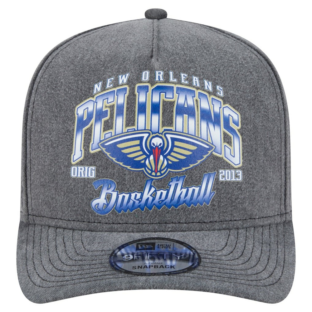 New Orleans Pelicans Throwback Washed Pre-Curved 9FIFTY Snapback Hat Charcoal - NBA