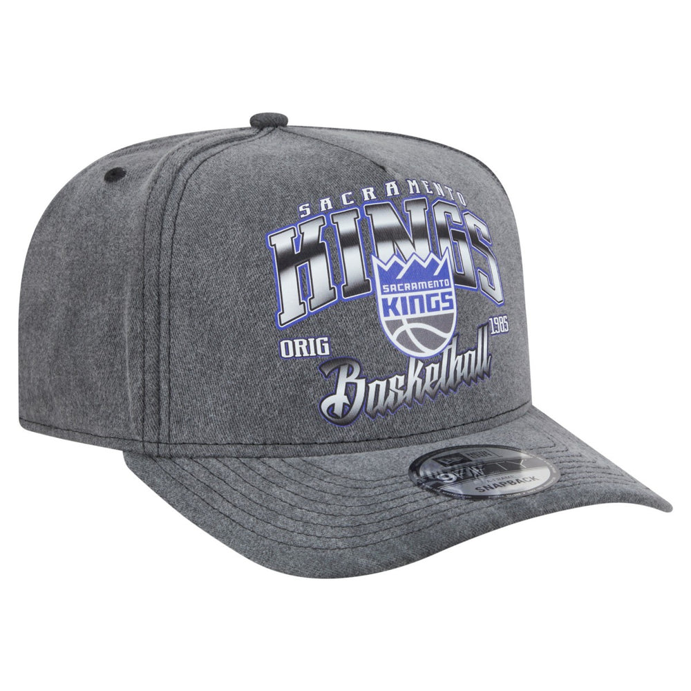 Sacramento Kings Throwback Washed Pre-Curved 9FIFTY Snapback Hat Charcoal - NBA
