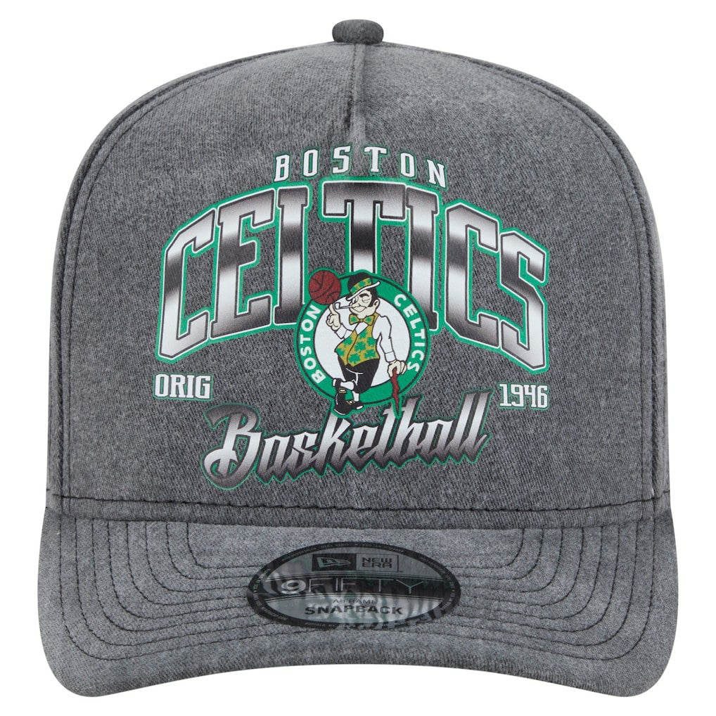 Boston Celtics Throwback Washed Pre-Curved 9FIFTY Snapback Hat Charcoal - NBA