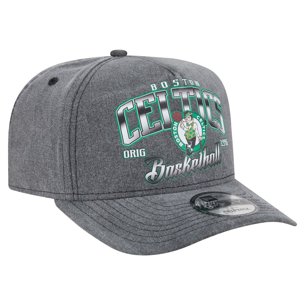 Boston Celtics Throwback Washed Pre-Curved 9FIFTY Snapback Hat Charcoal - NBA