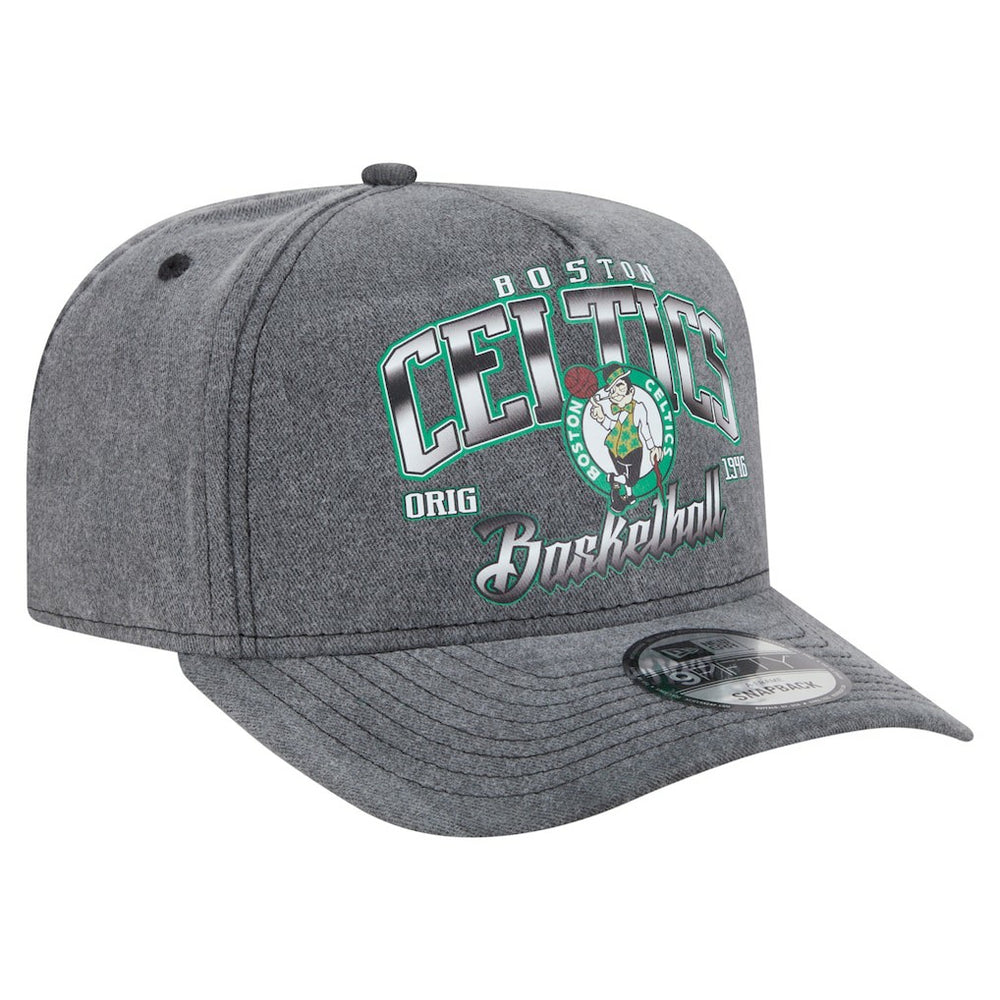 Boston Celtics Throwback Washed Pre-Curved 9FIFTY Snapback Hat Charcoal - NBA