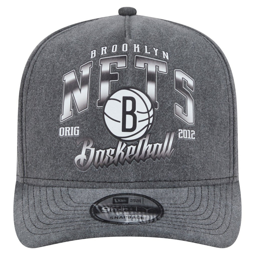 Brooklyn Nets Throwback Washed Pre-Curved 9FIFTY Snapback Hat Charcoal - NBA