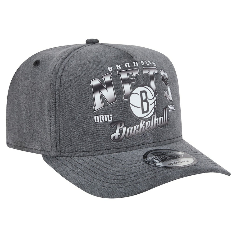 Brooklyn Nets Throwback Washed Pre-Curved 9FIFTY Snapback Hat Charcoal - NBA