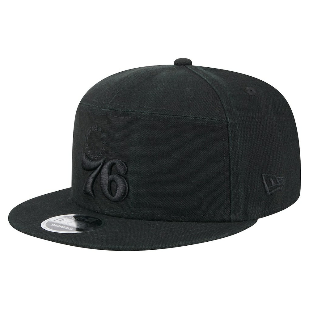Philadelphia 76ers Adventure Canvas Split Panel 9FIFTY Snapback Hat Black - NBA