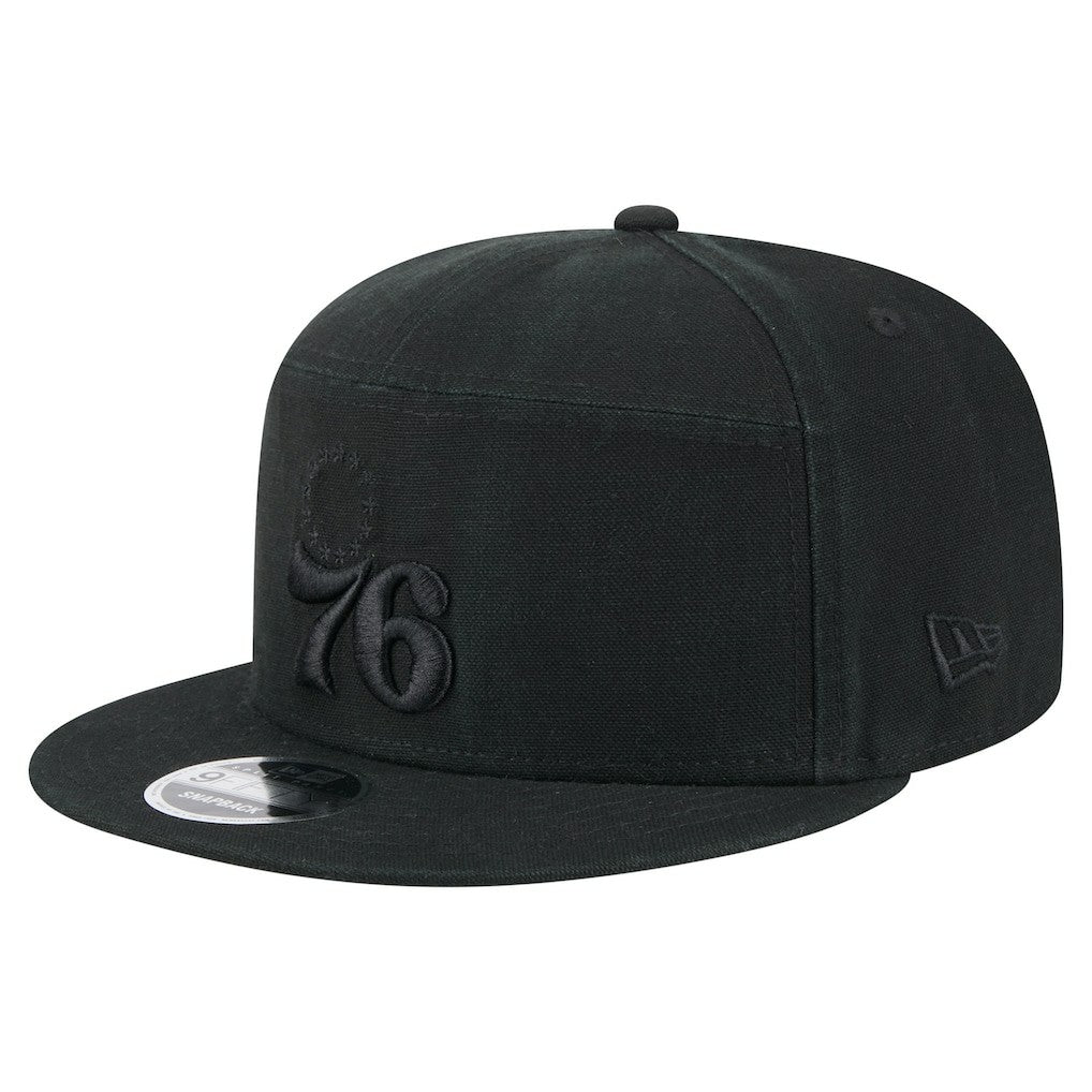 Philadelphia 76ers Adventure Canvas Split Panel 9FIFTY Snapback Hat Black - NBA