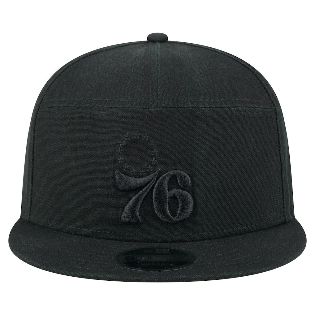 Philadelphia 76ers Adventure Canvas Split Panel 9FIFTY Snapback Hat Black - NBA