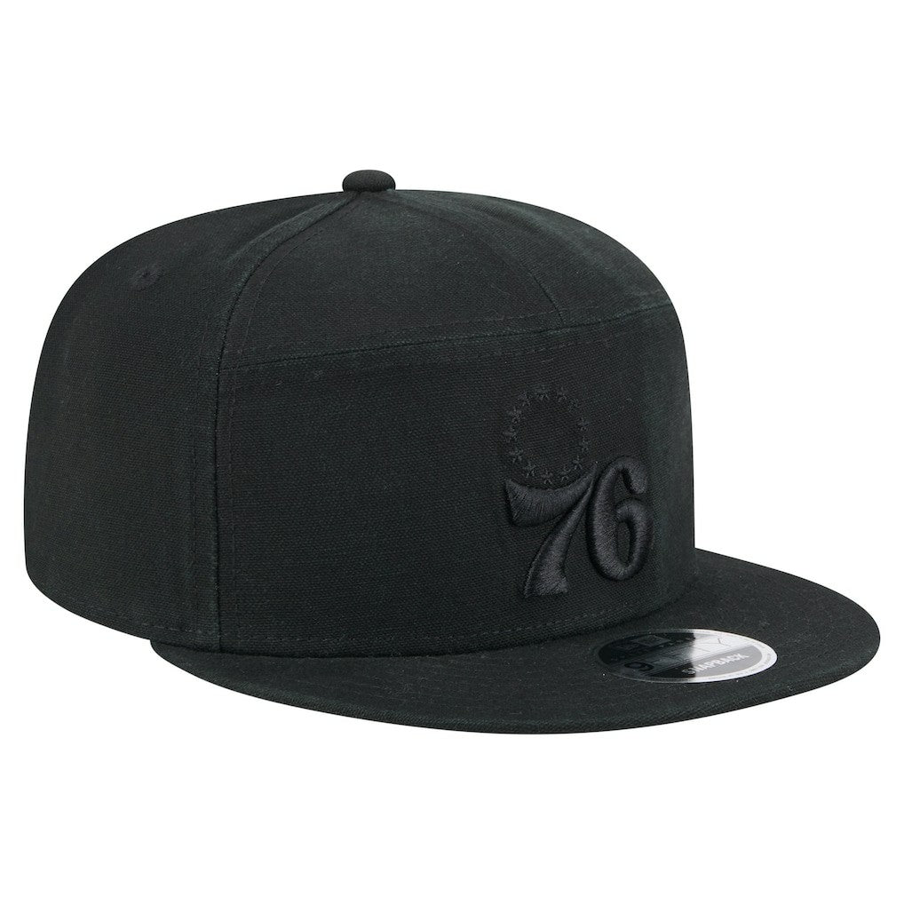 Philadelphia 76ers Adventure Canvas Split Panel 9FIFTY Snapback Hat Black - NBA