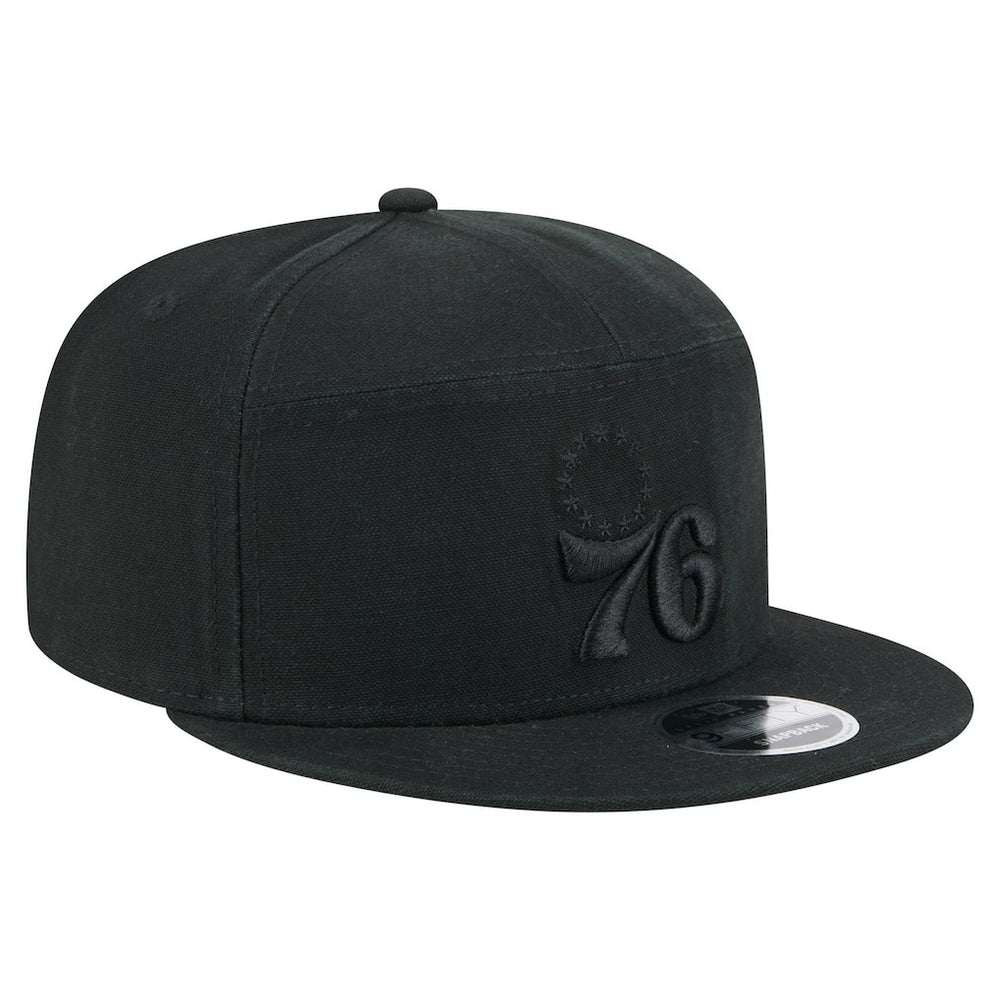Philadelphia 76ers Adventure Canvas Split Panel 9FIFTY Snapback Hat Black - NBA