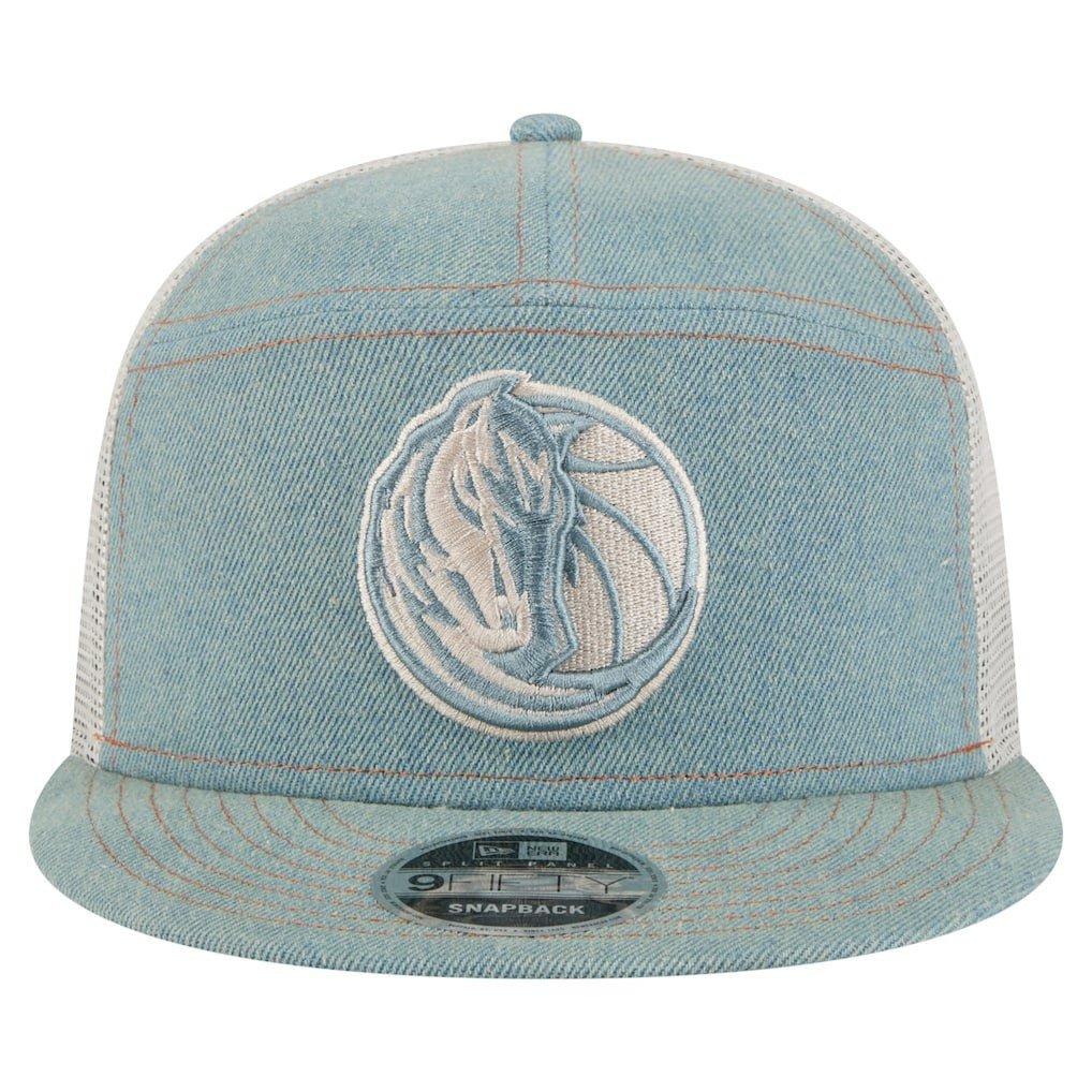 Dallas Mavericks Adventure Denim Split Panel 9FIFTY Snapback Trucker Hat - NBA