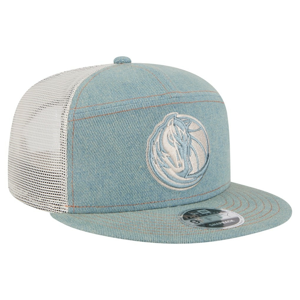 Dallas Mavericks Adventure Denim Split Panel 9FIFTY Snapback Trucker Hat - NBA