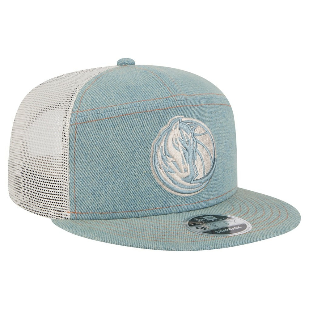 Dallas Mavericks Adventure Denim Split Panel 9FIFTY Snapback Trucker Hat - NBA